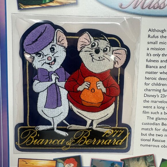 Disney Bernard & Miss Bianca 1977 Willabee & Ward Collectible Patch and Card - Picture 2 of 4